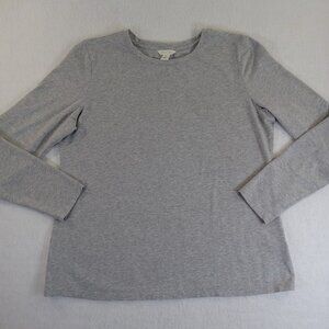 CASLON Women's Gray Long Sleeve Crew Neck Stretch Knit Top Blouse Size XL Layer